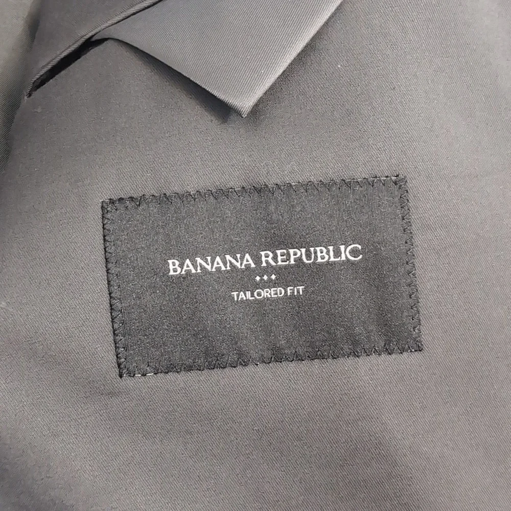 Banana Republic‎ Solid Dark Gray Performance Stretch Blend Blazer 42L Tailored